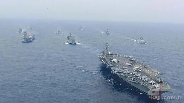 Savaş gemileri Çin’e karşı bölgede! Dört süper güç savaş için birleşti