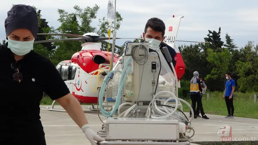 Ambulans helikopter 4 günlük bebek için havalandı 2