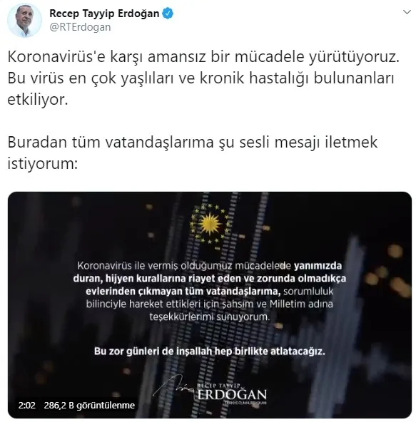 Son dakika: Başkan Erdoğan'dan önemli koronavirüs çağrısı - 1