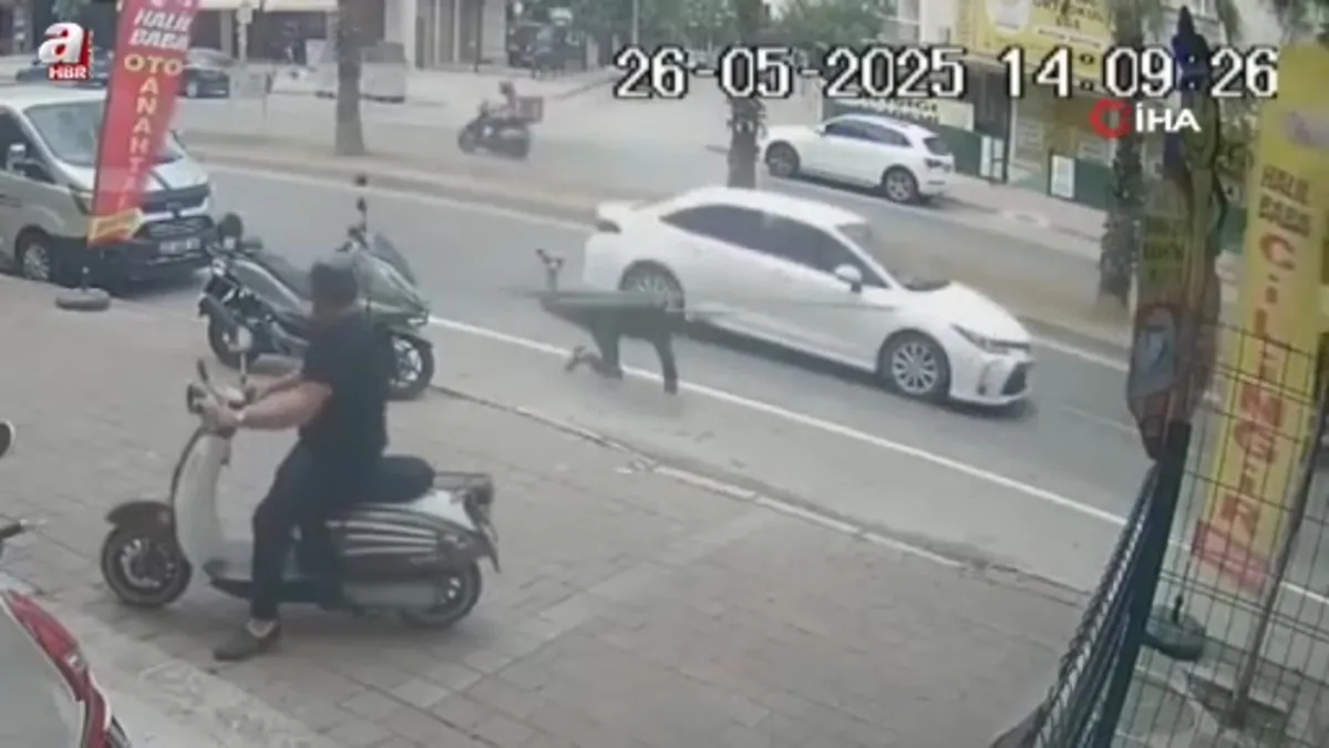 Bir anda takla atarak yere düştü o anlar kamerada