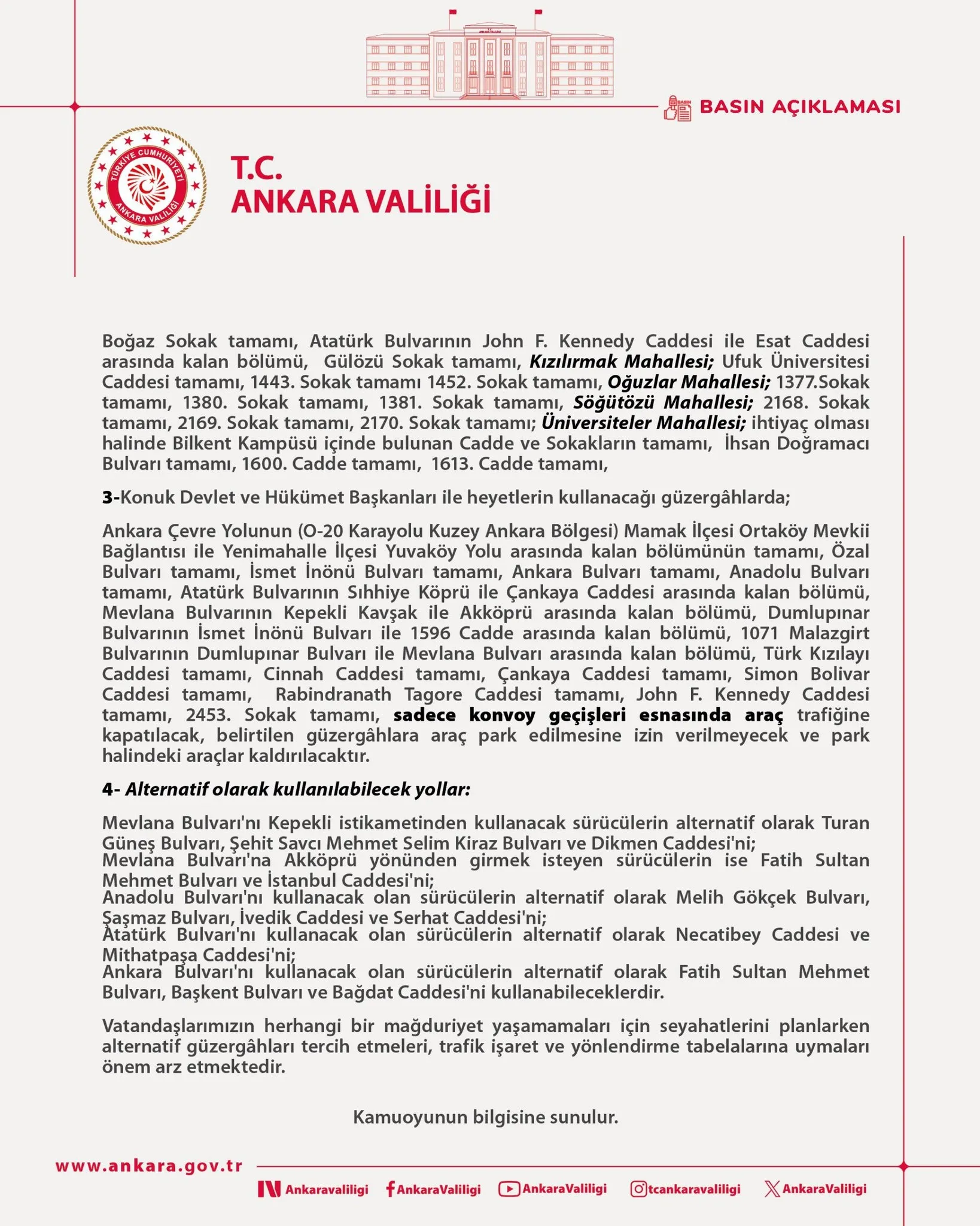 Ankara'da 7-8 Temmuz'da hangi yollar kapalı? NATO Zirvesi alternatif güzergahlar