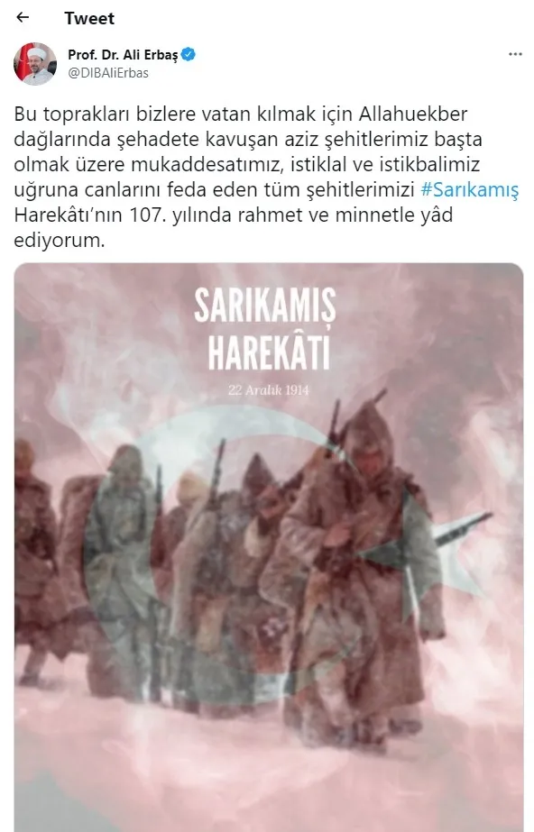 Diyanet İşleri Başkanı Erbaş Sarıkamış şehitlerini andı - 1