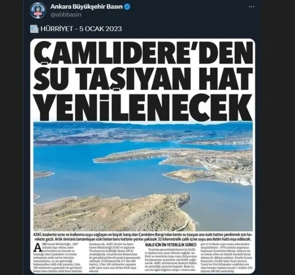 DSİ’den projeye çökmeye çalışan ABB Başkanı Mansur Yavaş’a yanıt