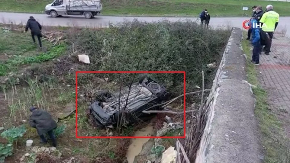Kontrolden çıkan otomobil kanala uçtu! Samsun'da feci kaza