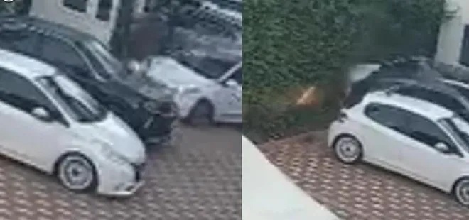 Fren yerine gaza basıp komşusuna çarptı