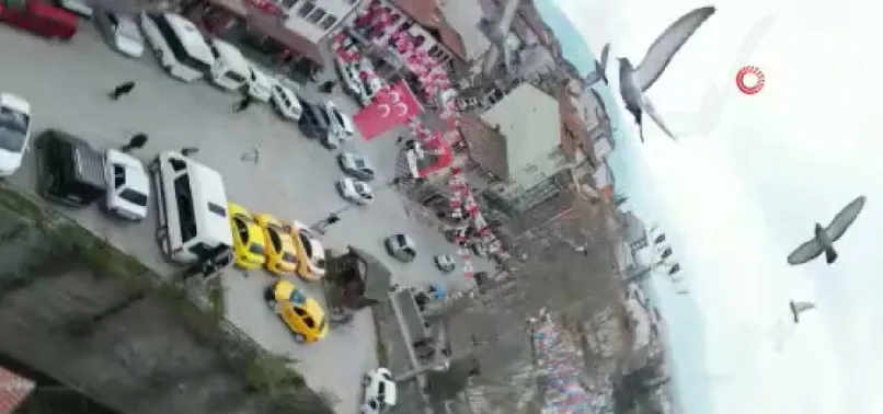 Tokat'ta güvercinler drona böyle çarptı