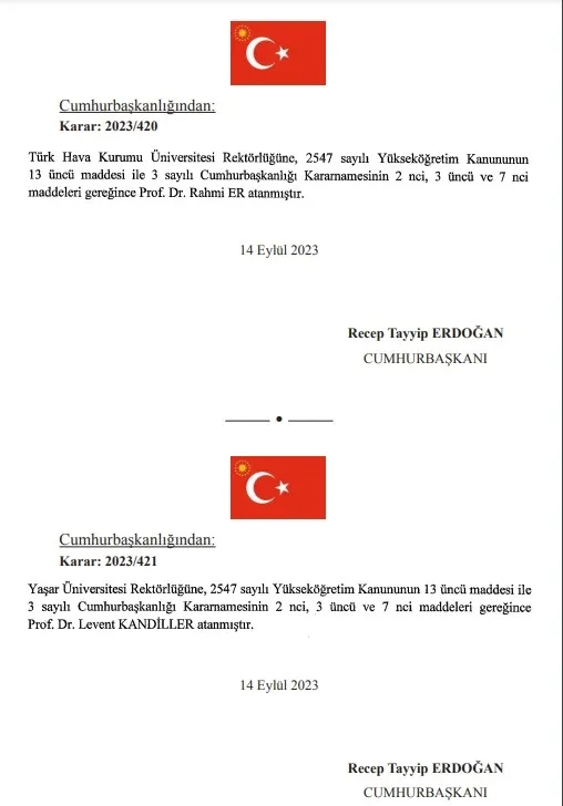 Atama kararları Resmi Gazete’de yayımlandı! Üniversiteler ve Diyanet’e yeni görevlendirmeler...