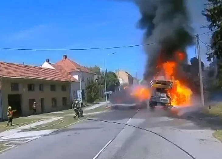 Ölümden döndüler! Saniyeler sonra alevli tekerlek...