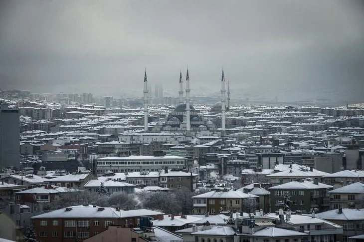 Başkentten kar manzaraları