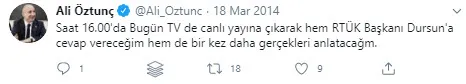 FETÖ kanallarına CHP desteği! RTÜK üyeliği yapan Kahramanmaraş Milletvekili Ali Öztunç örgüte böyle sahip çıkmış