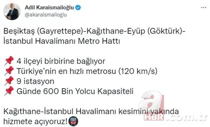 Beşiktaş-Kağıthane-Eyüp-İstanbul Havalimanı Metro Hattı hakkında müjde! İşte İstanbul Havalimanı metro durakları