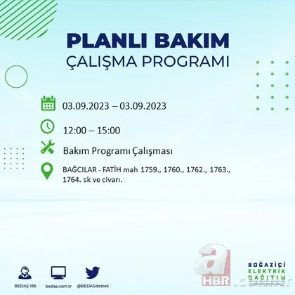 Pazar günü İstanbul’da elektrik kesintisi! BEDAŞ vatandaşı saat vererek uyardı! İşte ilçe ilçe kesinti listesi...