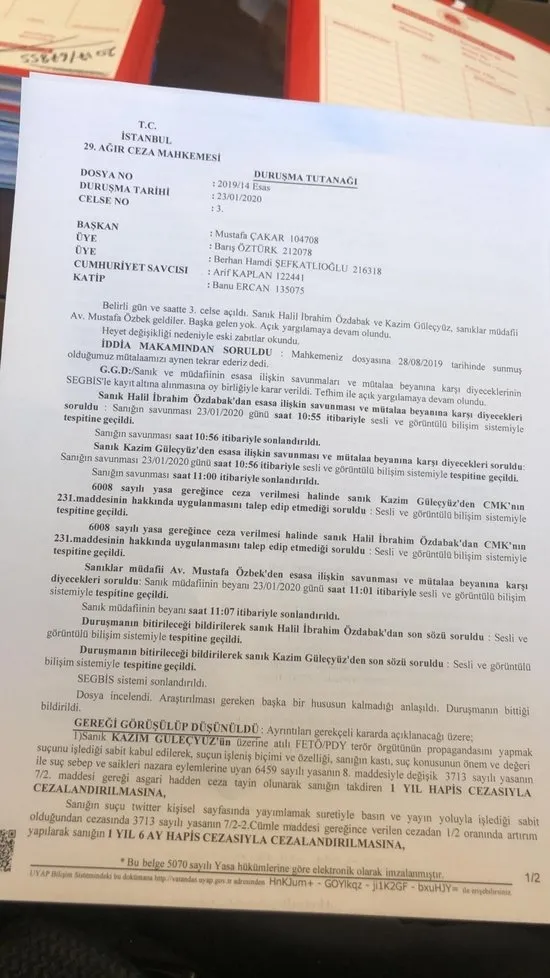 Kripto FETÖ’cü YeniAsya’da Kazım Güleçyüz ve İbrahim Özdabak’a hapis cezası