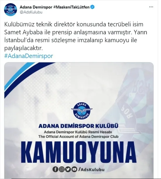 Adana Demirspor'da Samet Aybaba dönemi - 1