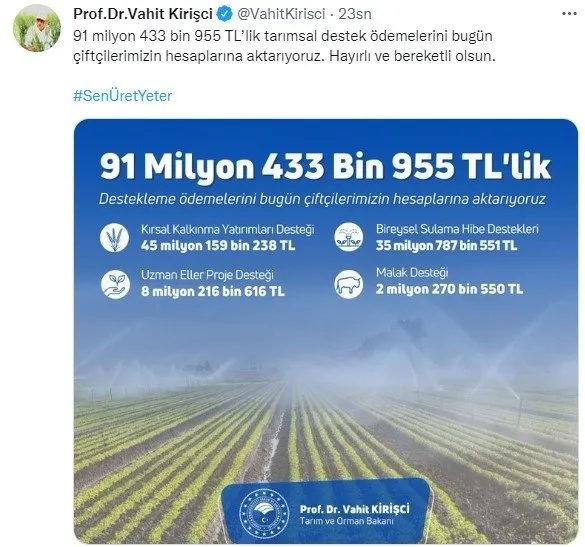 Tarımsal destek ödemeleri yattı mı? Milyonlarca çiftçiye müjde! 2022 tarımsal destek ödemeleri ne zaman yatar? 2-4-6-8 ile bitenler...