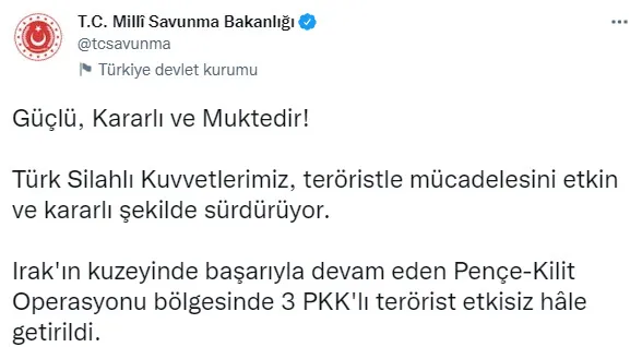 Son dakika: Pençe-Kilit Operasyonu bölgesinde 3 PKK'lı terörist öldürüldü - 1