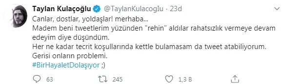 DHKP-C’li Taylan Kulaçoğlu cezaevinde de provokasyon peşinde! Sosyal medya hesabından tweet atıldı