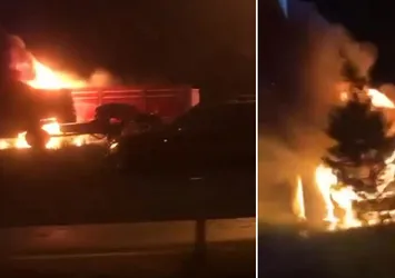 Benzin istasyonunda korku dolu anlar! Alev topuna döndü kullanılamaz hale geldi