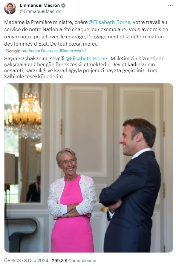 Fransa Başbakanı Elisabeth Borne istifa etti