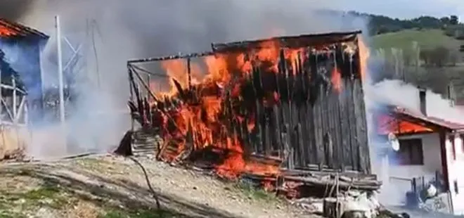 Bolu’da çıkan yangında iki ev, samanlık, odunluk ve traktör yandı