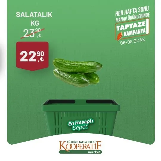 Tarım Kredi Market 11 Ocak indirim kataloğu: TK’da Kuru Soğan 7,50 TL, Portakal 12,50 TL, Limon 13,90 TL, Salatalık 22,90 TL, Yerli Muz 26,70 TL’den satışta
