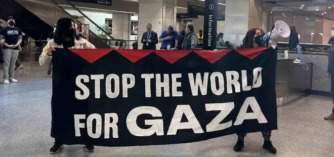ABD’deki San Francisco Uluslararası Havalimanı’nda Gazze protestosu