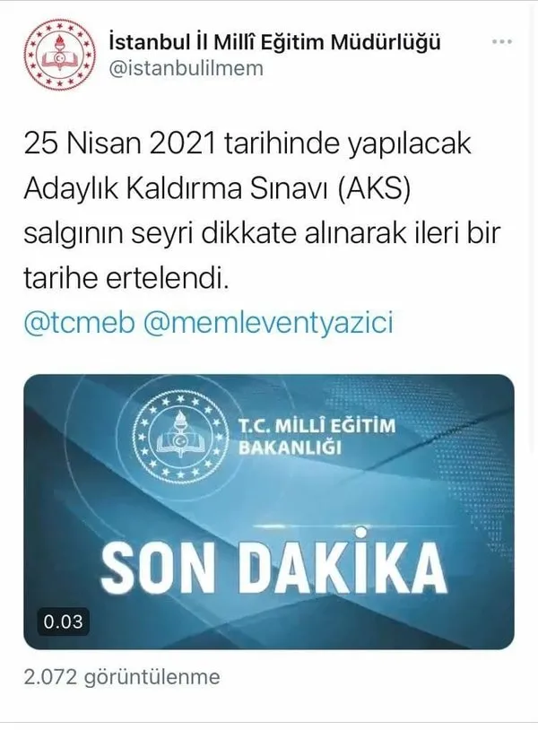 milli egitim bakani ziya selcuk duyurdu