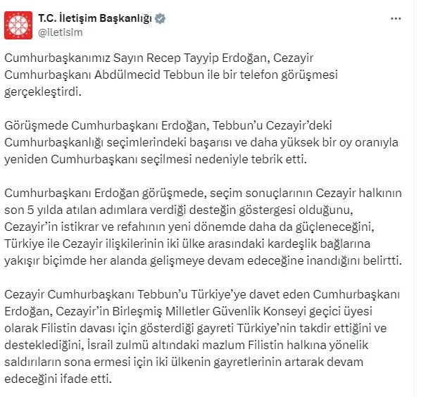 cezayirde-abdulmecid-tebbun-yeniden-cumhurbaskani-secildi-1725817663841.jpeg Cezayir'de Abdülmecid Tebbun yeniden Cumhurbaşkanı seçildi! Başkan Erdoğan'dan tebrik telefonu - 1