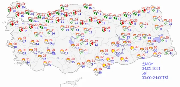 1619967973076.png Meteoroloji Genel Müdürlüğü'nden son dakika uyarısı! Sağanak yağış geliyor! İstanbul Ankara İzmir hava durumu - 4