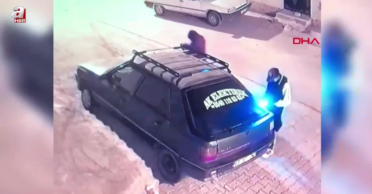 Araçtan matkap hırsızlığı kamerada