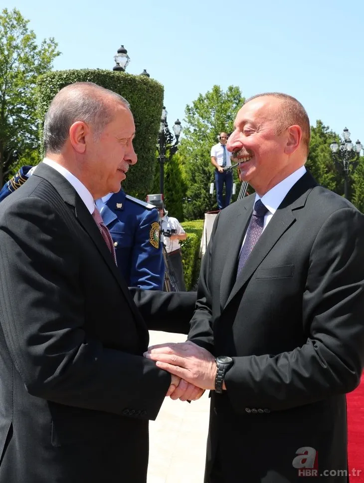 Başkan Erdoğan Azerbaycan’da Aliyev tarafından resmi törenle karşılandı
