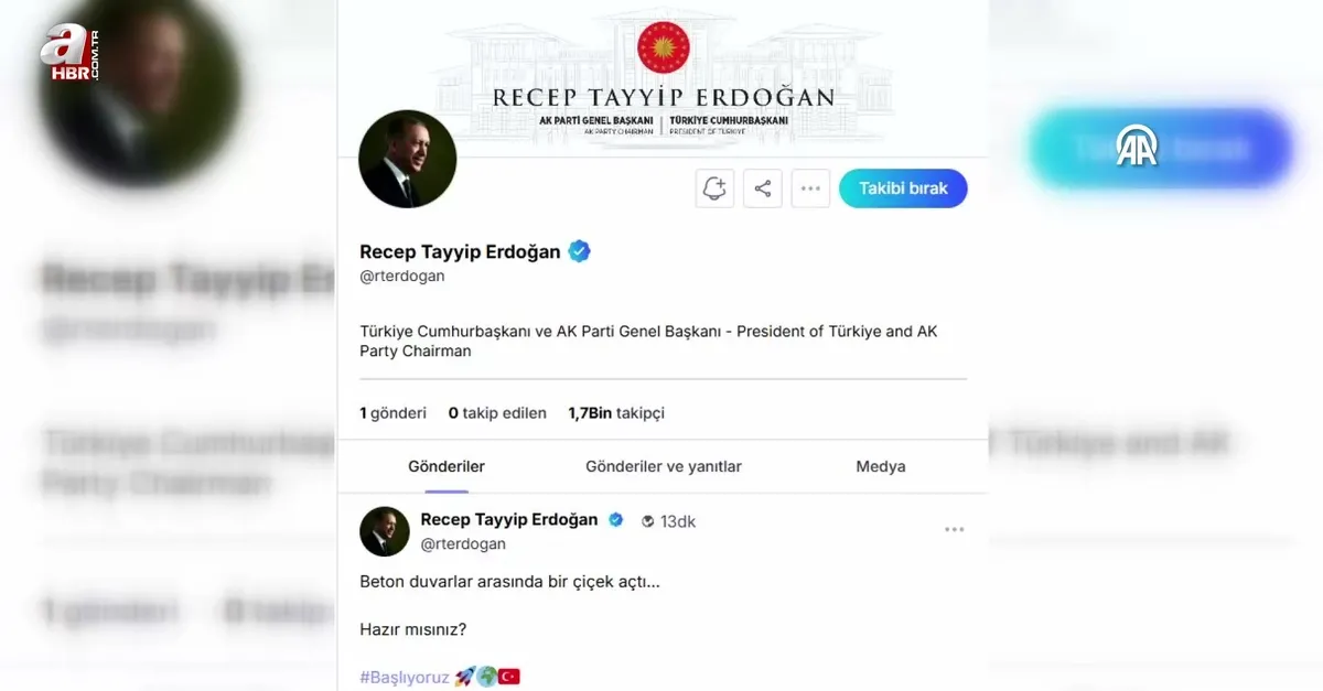 Başkan Erdoğan NSosyal'den ilk paylaşımını yaptı