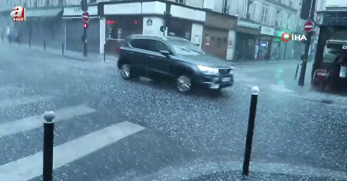 Paris’te 25 derece sıcaklıkta dolu yağdı