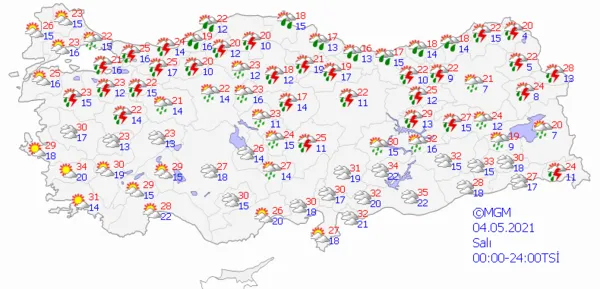 1620056422975.png Meteoroloji'den son dakika sağanak yağış uyarısı! Sıcaklıklar yarın düşüyor! İstanbul Ankara İzmir hava durumu - 3