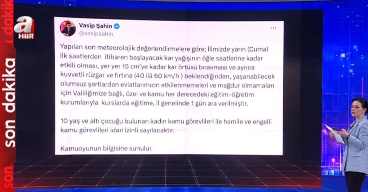 Ankara'da yarın okullar tatil!