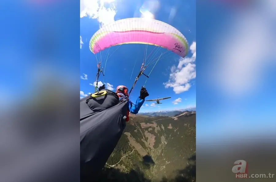 Paraşütçü kadına havada uçak çarptı! Korku dolu anlar kamerada 2