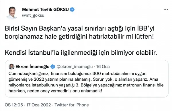Ekrem İmamoğlu’nun iddialarına Tevfik Göksu’dan yanıt! 300 metrobüs neden alınmadı?