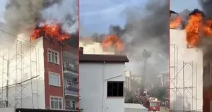 4 katlı binadan alevler yükseldi!