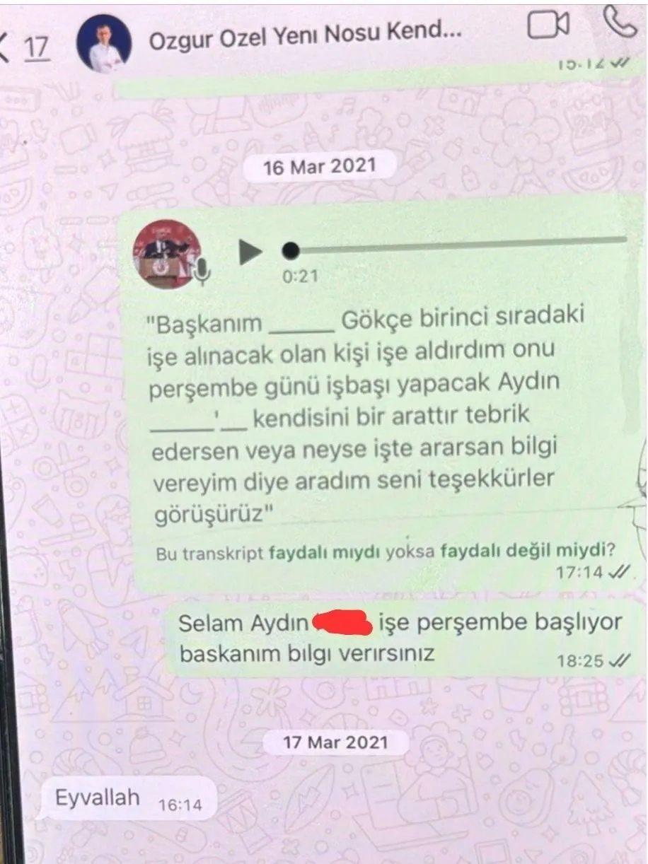 Özgür Özel'in torpil listesi