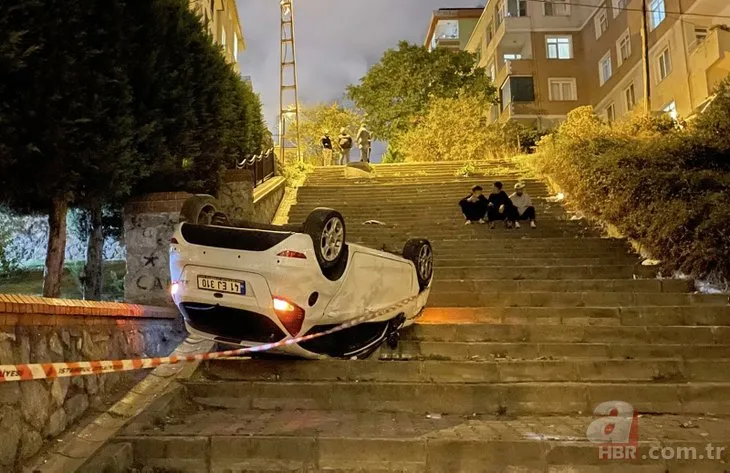 İstanbul’da akılalmaz kaza: Navigasyona uydu merdivenlerden uçtu