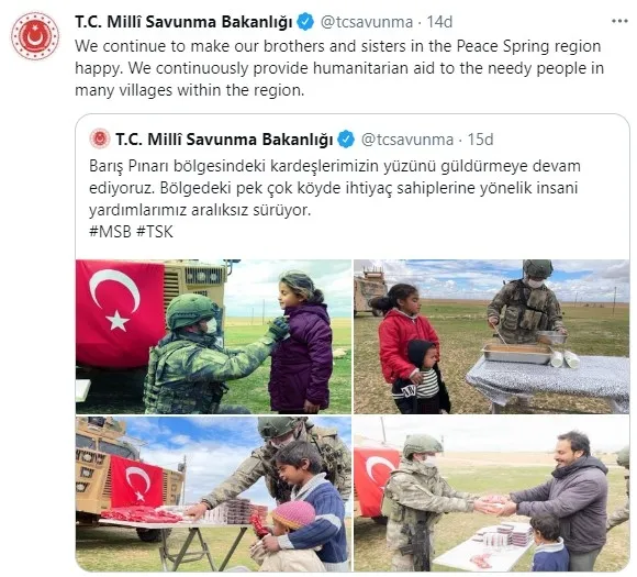 Mehmetçikten Barış Pınarı bölgesine insani yardım