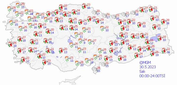 1685283956343.png Kuvvetli sağanak yağış çok sayıda ilde etkili olacak! Meteoroloji gün ve saat verdi! İstanbul Ankara İzmir hava durumu - 6