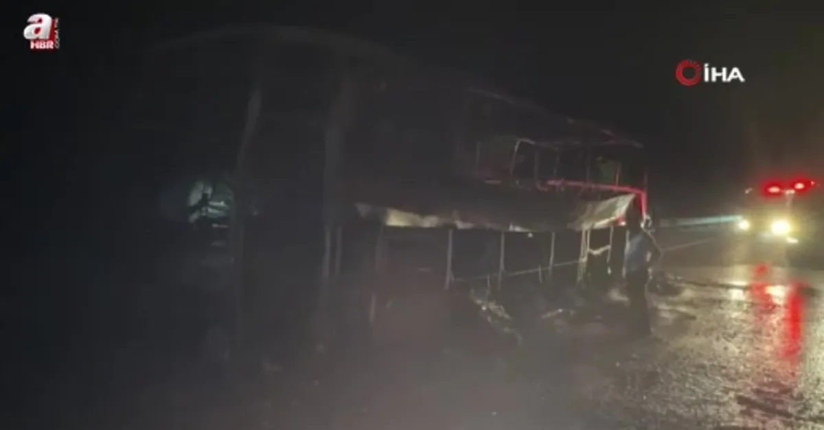 Ankara’da seyir halindeki otobüs yandı