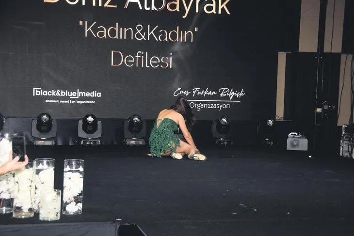 Tuğba Altıntop sahnede yere kapaklandı