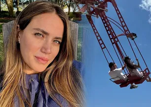 Yürekler ağza geldi! Ceyda Ateş 75 metrelik dev salıncakta panik yaşadı