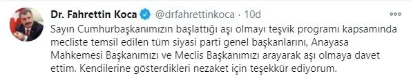 Son dakika: Sağlık Bakanı Fahrettin Koca’dan Kovid-19 aşısı daveti