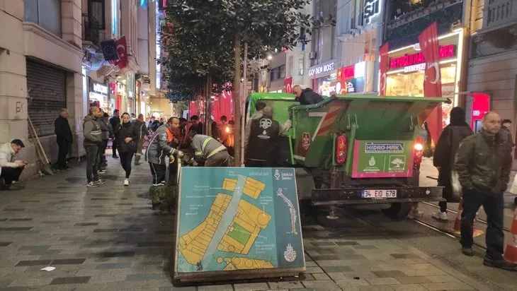 İstiklal Caddesi’ndeki patlama noktası çiçek bahçesine çevrildi! Beton saksı ve ağaçlar kaldırıldı