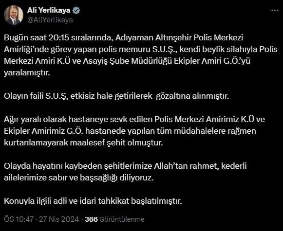 adiyamanda-bir-polis-mesai-arkadaslarina-ates-acti-bakan-yerlikaya-acikladi-2-polis-memuru-sehit-oldu-1714247618328.jpeg Adıyaman'da bir polis mesai arkadaşlarına ateş açtı! Bakan Yerlikaya açıkladı: 2 polis memuru şehit oldu - 2