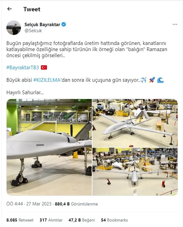 Selçuk Bayraktar bir ilki daha başardı! İşte TB3’ün görüntüsü! Daha önce böylesi yapılmadı