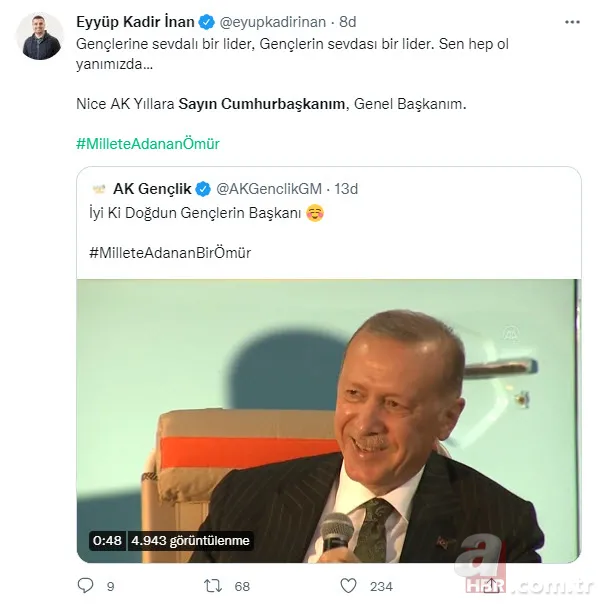 Başkan Erdoğan'ın 68'inci doğum günü | Sosyal medyadan binlerce kişi kutladı: İyi ki doğdun Reis 12